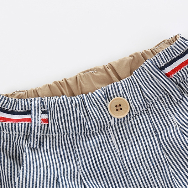 Детски къси панталони на райета в сив цвят за момчета - 1 модела