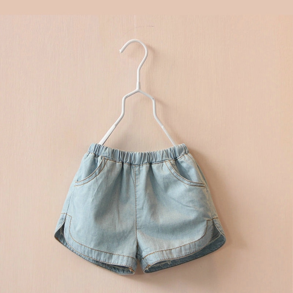 Детски къси панталони за момичета в син цвят подходящи за лятото и пролетта - 1 модел