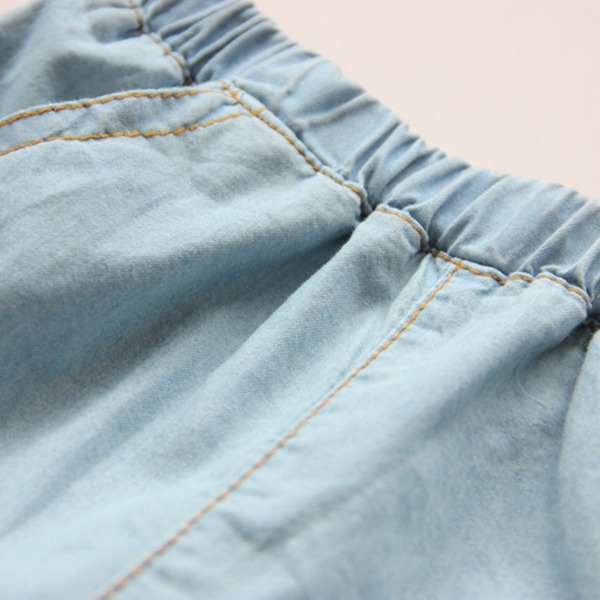 Детски къси панталони за момичета в син цвят подходящи за лятото и пролетта - 1 модел