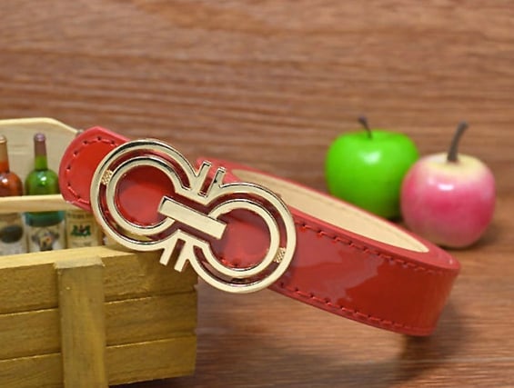 Детски лачен колан от изкуствена кожа за момчета и момичета - модерна катарама 