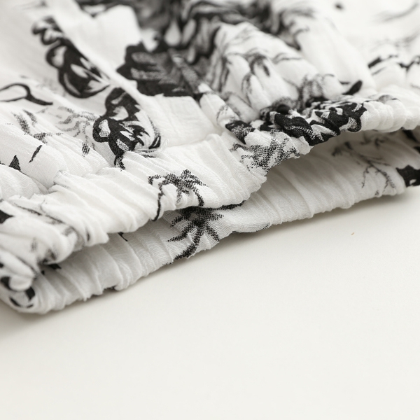 Детски летен комплект за момичета с роза - в цвят бяло с черно