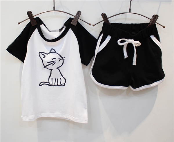 Παιδικό σετ για κορίτσια συνδυασμός λευκό και μαύρο-ένα μοτίβο.