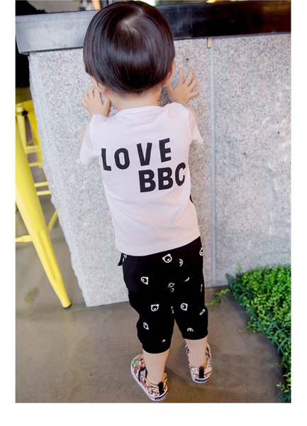 Детски комплект за момчета в розов и бял цвят - кученце