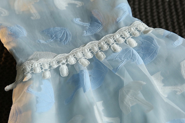 Детска официална лятна рокля: синя и розова