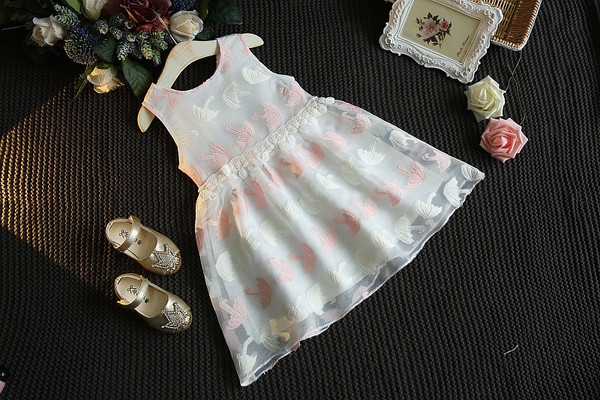 Детска официална лятна рокля: синя и розова