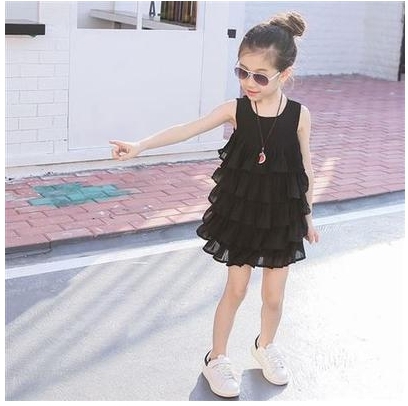 Детски шифонени роклички за малки принцеси -бял,черен и червен цвят.