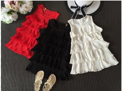Детски шифонени роклички за малки принцеси -бял,черен и червен цвят.