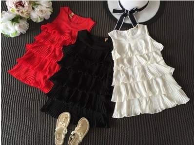 Παιδικά  σιφόν φορέματα για μικρές πριγκίπισσες -Λευκό, μαύρο και κόκκινο.
