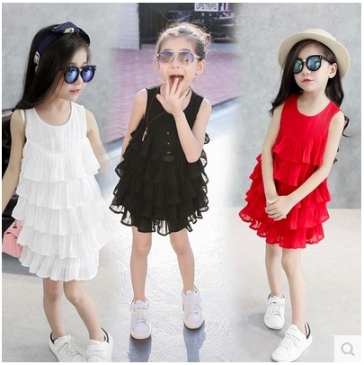 Детски шифонени роклички за малки принцеси -бял,черен и червен цвят.