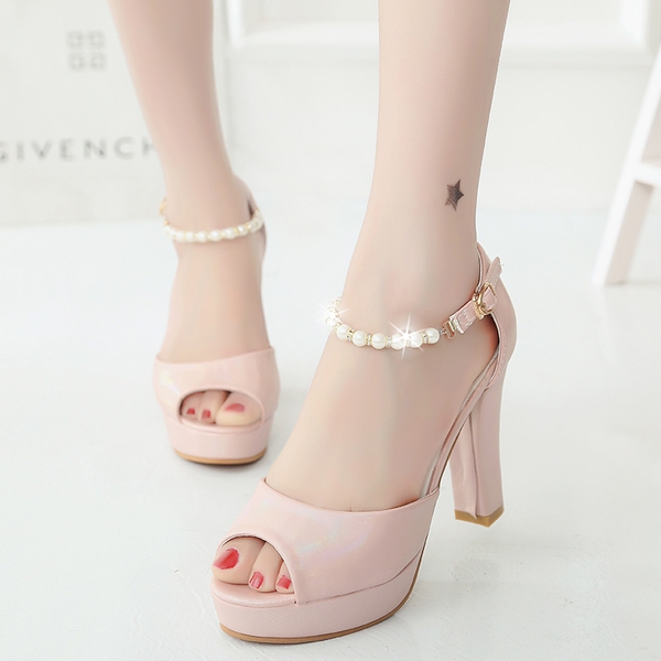 Дамски сандали с ток 11см : 2 модела с камъни и перли