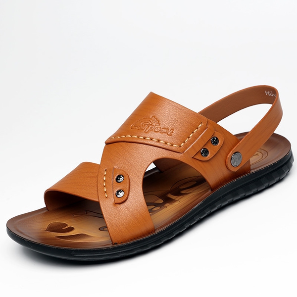 Мъжки сандали изработени от изкуствена кожа в кафяв зелен и черен цвят - 5 модела 