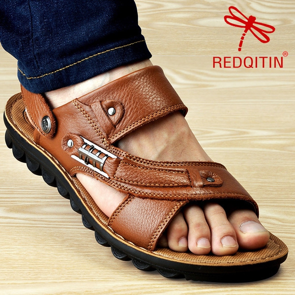 Мъжки сандали изработени от изкуствена кожа в кафяв зелен и черен цвят - 5 модела 