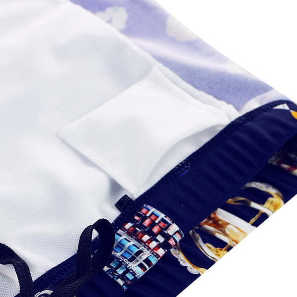 Интересни мъжки бански с различни анимации на бижута - черен и син цвят 