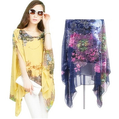 Дамска ефектна шифонена риза с широки ръкави