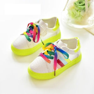 Παιδικά ανοιχτά πάνινα παπούτσια για κορίτσια με πολύχρωμους δεσμούς