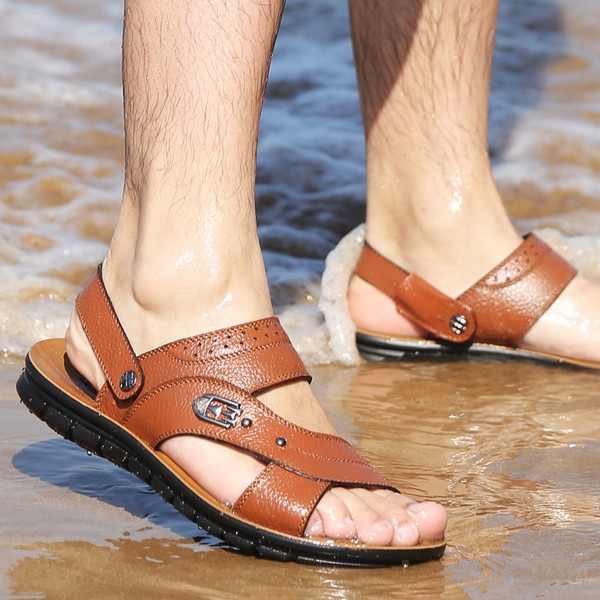 Мъжки сандали от изкуствена кожа в кафяв и черен цвят - 8 модела