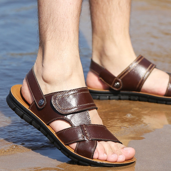 Мъжки сандали от изкуствена кожа в кафяв и черен цвят - 8 модела