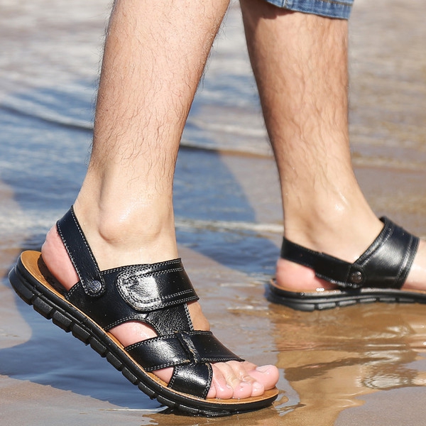 Мъжки сандали от изкуствена кожа в кафяв и черен цвят - 8 модела