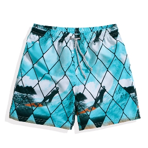 Мъжки плажни панталони бързосъхнещи в син цвят