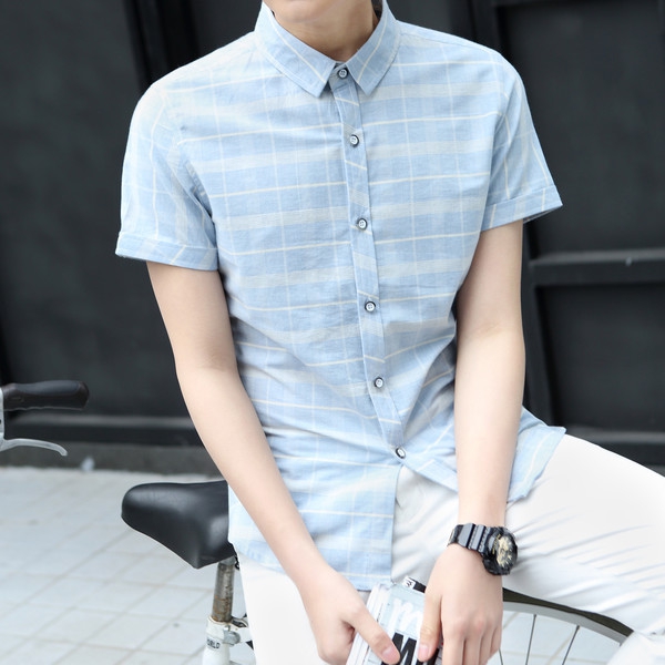 Мъжки цветни летни ризи с къс ръкав изработени от памук