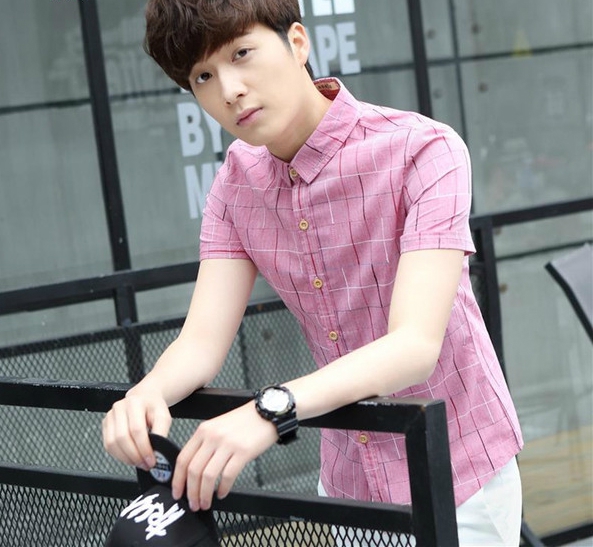 Мъжки цветни летни ризи с къс ръкав изработени от памук