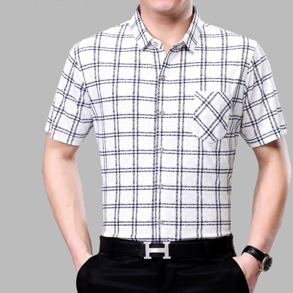 Памучни карирани  отпуснати мъжки ризи с къс ръкав  - 7 модела 