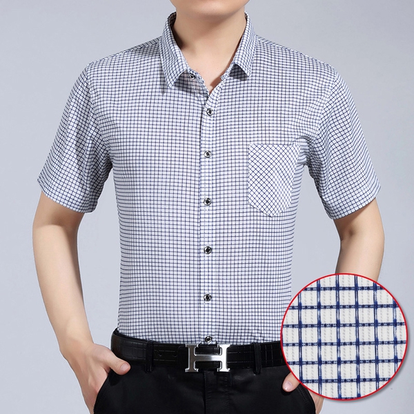 Памучни карирани  отпуснати мъжки ризи с къс ръкав  - 7 модела 