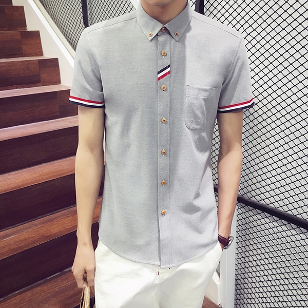 Мъжки цветни  ризи тип слим с къс ръкав - 10 модела 