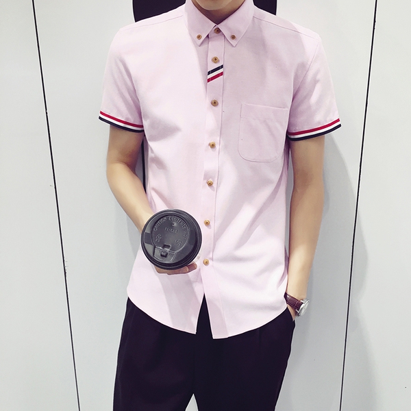 Мъжки цветни  ризи тип слим с къс ръкав - 10 модела 