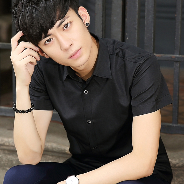 Летни мъжки ризи с плътен цвят с къс ръкав - 5 модела 