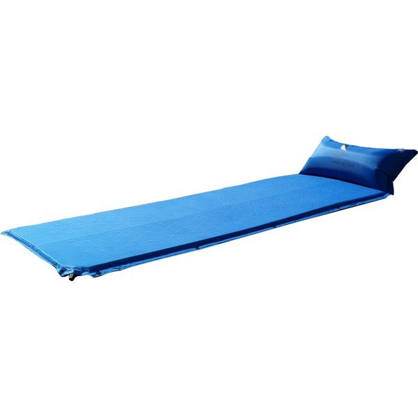 Синя туристическа въздушна възглавница - лека и удобна с вградена помпа