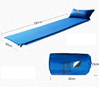 Синя туристическа въздушна възглавница - лека и удобна с вградена помпа