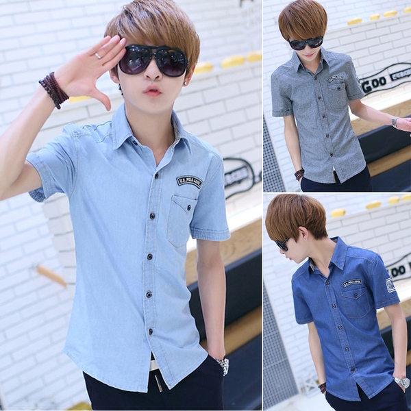 Летни мъжки ризи изработени от деним и памук - 3 модела 