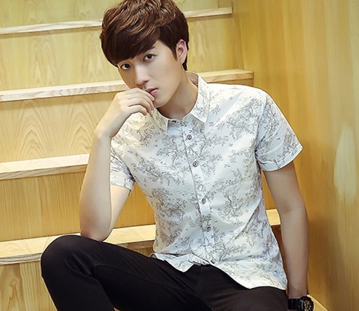 Καλοκαιρινά πουκάμισα για άνδρες με κοντό μανίκι σε λευκό - 4 σχέδια