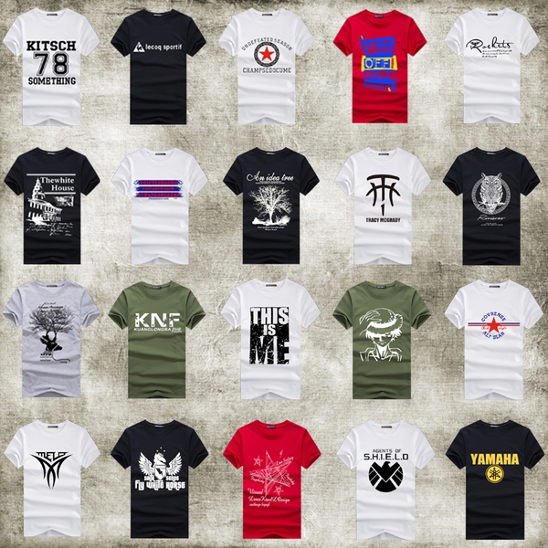 Мъжки памучни тениски с различни щампи и цветове