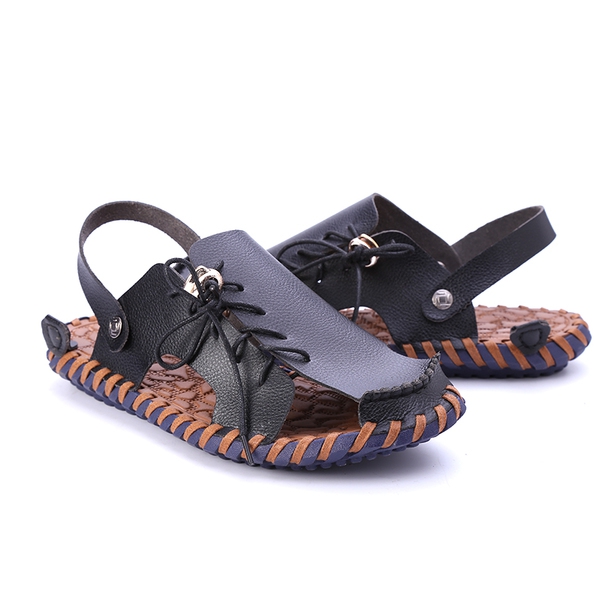 Мъжки плажни сандали от изкуствена кожа и микрофибърно покритие - бели, черни и кафяви топ модели