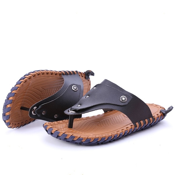 Мъжки плажни сандали от изкуствена кожа и микрофибърно покритие - бели, черни и кафяви топ модели