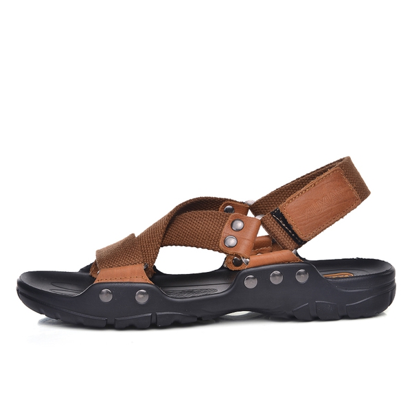 Мъжки сандали от изкуствена кожа подходящи за летните дни - в кафяв,черен и зелен цвят 