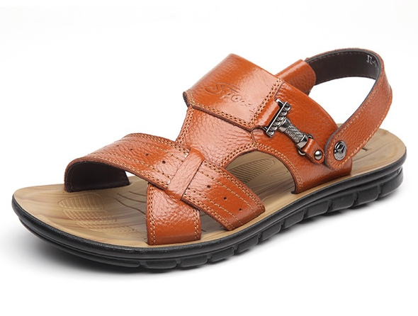 Мъжки сандали - отворени, кожени, черни и кафяви модели