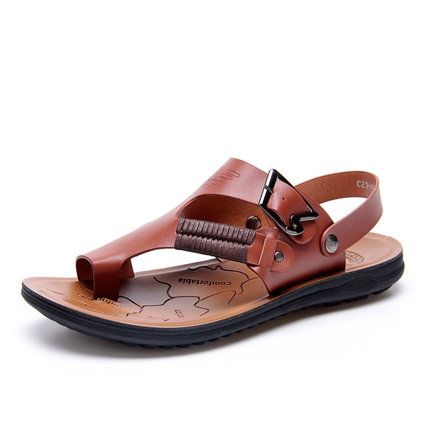 Мъжки сандали от изкуствена кожа в син,жълт,бял,черен,кафяв и червен цвят 