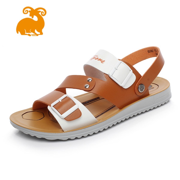 Мъжки кожени летни сандали - кафяви, черни и сини модели с повърхностен материал от микрофибър