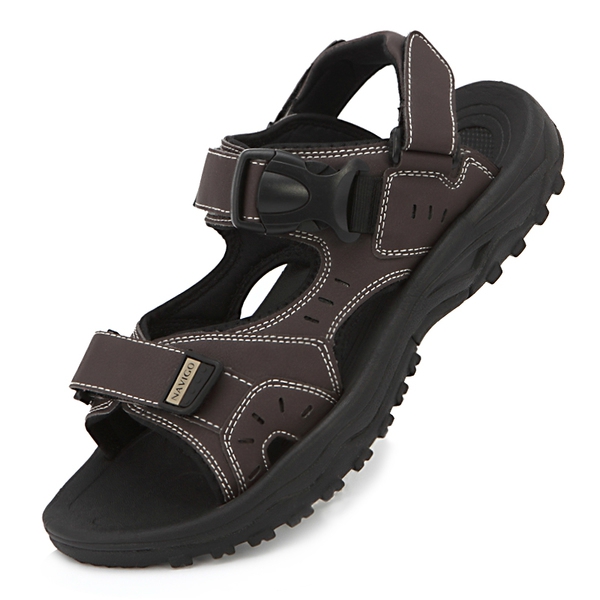 Мъжки летни сандали от изкуствена кожа в 2 цвята - черен и кафяв 