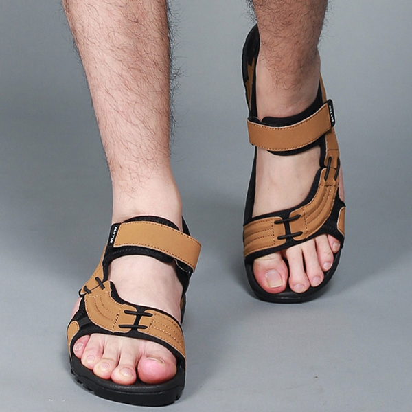 Мъжки спортни сандали в черен и кафяв цвят 