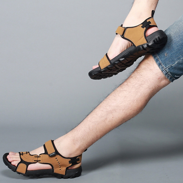 Мъжки спортни сандали в черен и кафяв цвят 