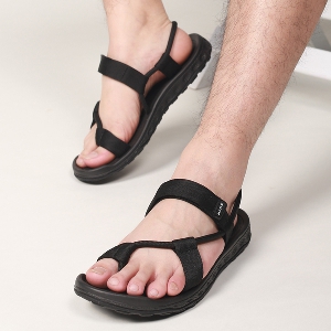 Мъжки черни плажни отворени сандали с ретро дизайн 