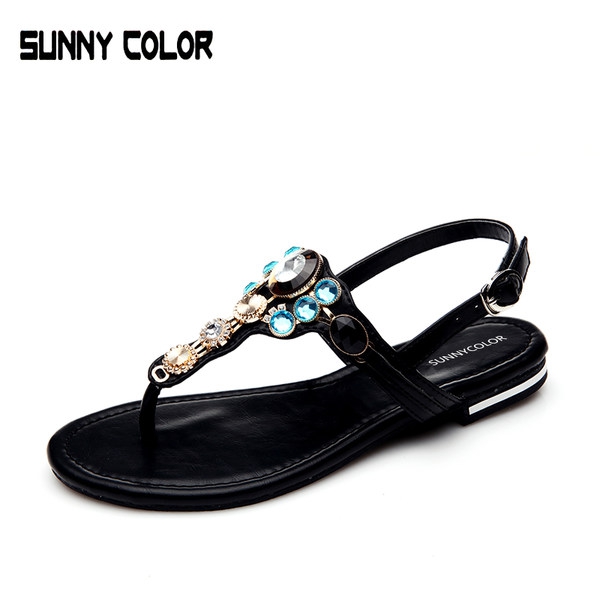 Το καλοκαίρι σανδάλια Γυναικεία - μαύρο και μπεζ τελειώματα