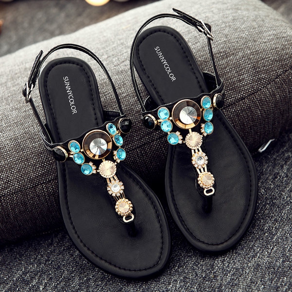 Το καλοκαίρι σανδάλια Γυναικεία - μαύρο και μπεζ τελειώματα