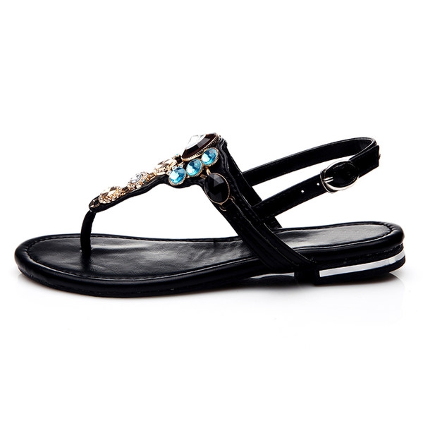 Το καλοκαίρι σανδάλια Γυναικεία - μαύρο και μπεζ τελειώματα