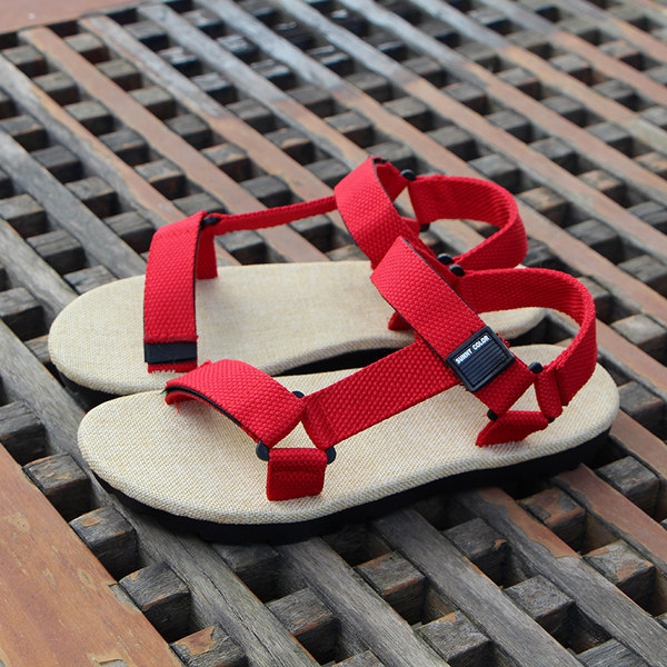 Мъжки плажни и ежедневни летни сандали от отворен тип - три модела: бели, черни и червени с лепки