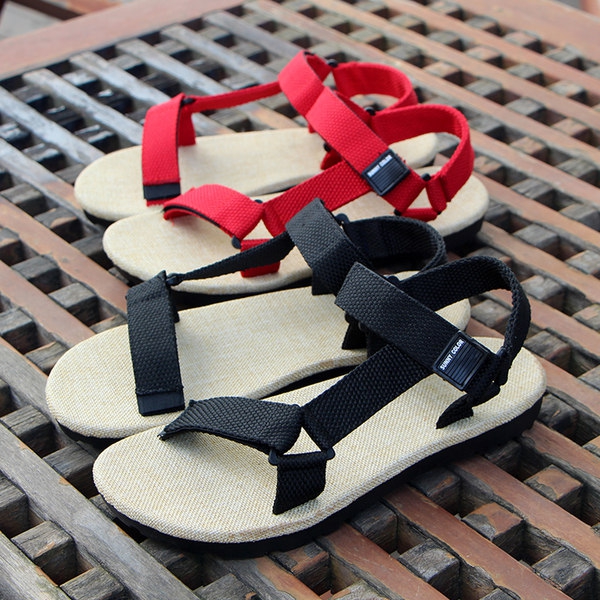 Ανδρικά  σανδάλια παραλίας  για το καλοκαίρι και αορίστου χρόνου - τρία μοντέλα: άσπρο, μαύρο και κόκκινο με Velcro